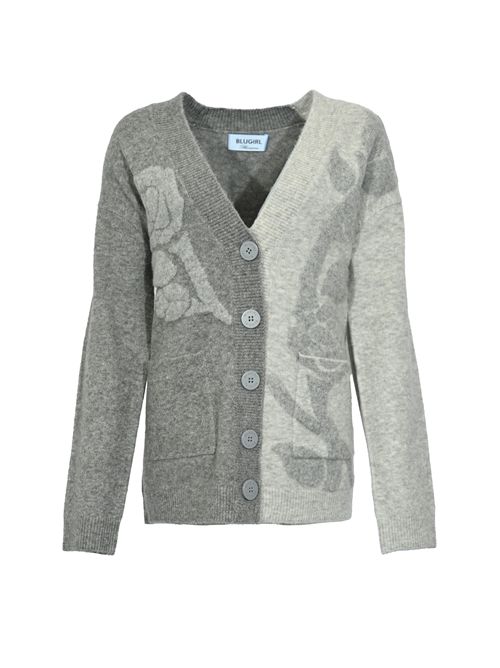Cardigan jacquard in misto lana con intarsio floreale BLUGIRL | RF5156 MA870C3844